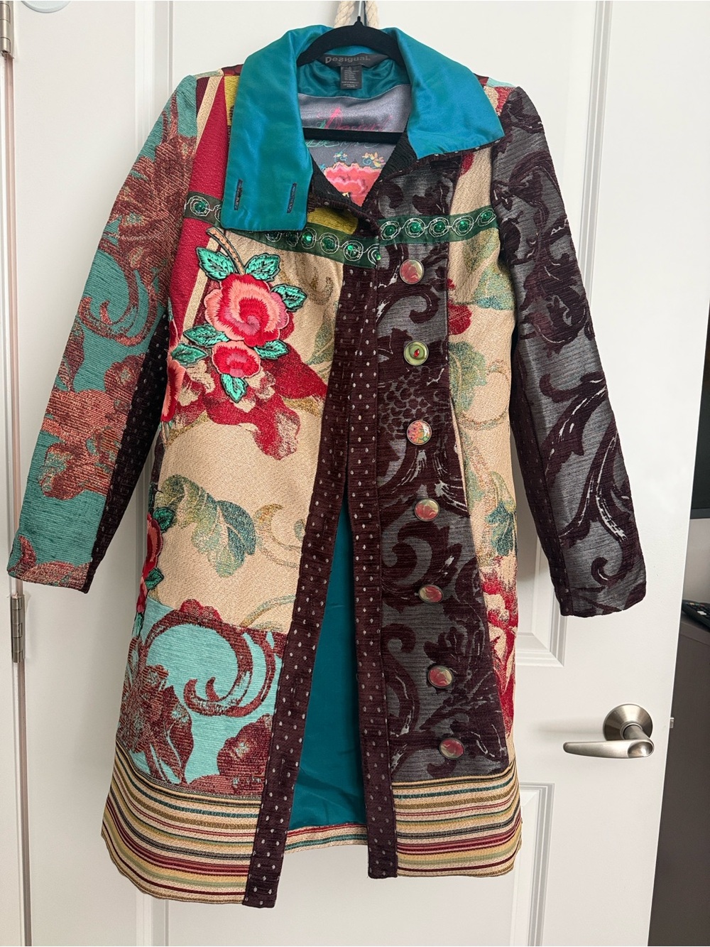 Desigual Beautiful Patchwork Boho Coat | Size 38 Coat | Morocco